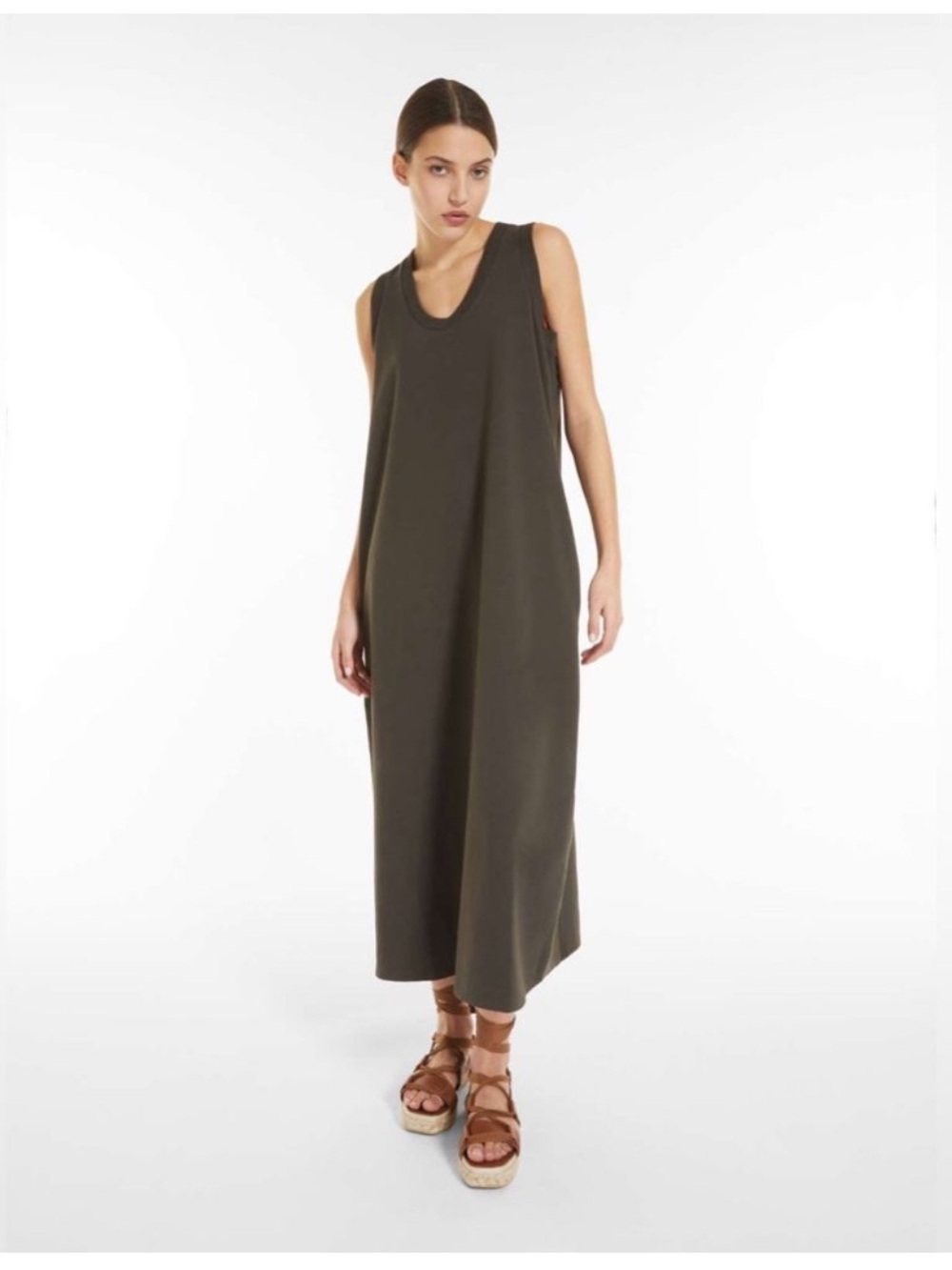 Max Mara Leisure Nichols Jersey Midi Dress Green Grey Size M NWT